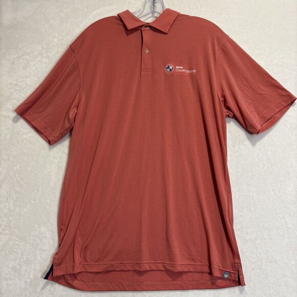Peter Millar Seaside BMW Championship Golf Polo Shirt Men's Size Medium Coral - Picture 1 of 15